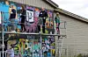 5. til 8. klassingar i aksjon på graffitiveggen