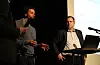 Konsernstyremedlem Helge Arne Espeland i Tine og distriktsleiar for rådgiving, Bjørn Halvor Åsland, serverte litt motivasjon for mjølkebønder.
