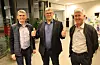 Gustav Løge Fosse (KrF f.v.), Ole Johan Vierdal (Sp) og Øyvind Valen (Ap) skal styre Vindafjord kommune dei neste fire åra. Foto: Svein-Erik Larsen