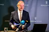 Administrerande direktør Henning Lauridsen i Eiendom Norge presenterte bustadprisstatistikken for mars på ein pressekonferanse torsdag. Foto: Heiko Junge / NTB / NPK