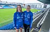Solfrid Hetleflåt Bråthen (t.v.) og Kristine Hustveit Nybru er glade for at FKH Damer no spelar fast på Haugesund Sparebank Arena.ARKIVFOTO: TORSTEIN TYSVÆR NYMOEN
