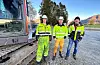 Maskinførar Erlend Hetland (t.v.), anleggsleiar Dagfinn Eikehaugen Knutsen og dagleg leiar Toralv Tveit gjekk i gang med arbeidet på det nye krysset til Nerheim industriområde i Ølen måndag,FOTO: TORSTEIN TYSVÆR NYMOEN