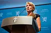 Folkehelseinstituttet og avdelingsdirektør Line Vold la tysdag formiddag fram ei risikovurdering omikronvarianten. Foto: Ali Zare / NTB / NPK