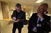 Ole Johan Vierdal har fått spørsmålet frå nominasjonskomiteen i Vindafjord Senterparti, og seier ja til å bli ordførarkandidat. Gruppeleiar for opposisjonspartiet Høgre, Modolf Haraldseid til høgre, vil også vere med vidare. Her etter valet i 2019 der Høgre var nest største partiet etter eit dominerande Sp. Foto: Jon Edvardsen