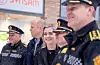 Finansminister Trygve Slagsvold Vedum (Sp) saman med partifelle og justisminister Emilie Enger Mehl under eit besøk hos politiet på Mortensrud i Oslo i fjor vinter. Foto: Javad Parsa / NTB / NPK