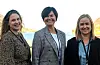 Marthe Fosse (f.v.), Ingebjørg Rullestad Gjerde og Anne Solveig Kvinnesland fortalde studentar kva Vindafjord kommune har å by på. FOTO: ANNE METTE KLUNGLAND