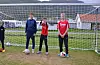 På fotballbanen har f.v. Nicolas J. Nornes (9), Stavanger, og tvillingbrødrene Aksel og Magnus Søndenå Lillefosse (13), Stavanger og Tarald Ekholdt Gilje (14) Karmøy, funne tonen med fotballen.