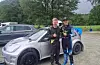 Simen Johansen (t.v) saman med Andreas Bakkerud føre bilen Johansen skal køyre med under NM-runden i Vikedal i august. FOTO: PRIVAT