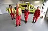 Ambulansefagarbeidarane ved Ølen ambulansestasjon er godt tilfreds etter innflyttinga i nybygget Vindafjord beredskapssenter der det er got med plass. Frå venstre Nicholas Charalambous, Martin Hufthammer, Signe Helen Strømø Enoksen og Emma Selvig. Foto: Jon Edvardsen