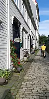 Koseleg vandring i 'gamlebyen' Bergen.Foto: Camilla Lunde