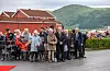 Sigrun Thormodsæter (76), Ivar Leonard Krakk (77), Tomas Finnvik (86), Harald Magne Hustoft (86) og Sverre Georg Vågen (87) har alle Kongens Fortenestemedalje på brystet. No der dei klare til å helsa på kongeparetFOTO: GRETHE NYGAARD