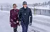 Statsminister Jonas Gahr Støre (Ap) og justis- og beredskapsminister Emilie Enger Mehl (Sp) i det kraftige snøvêret på Austlandet tysdag. Fredag legg regjeringa fram totalberedskapsmeldinga si. Foto: Heiko Junge / NTB / NPK