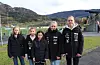 Thea Nordtveit, Sigrid Haraldseid, Synnøve Sjurseike, Emilie Nordtveit og Elida Nordtveit kom for å sjå fotballkamp.Foto: Irene Mæland Haraldsen